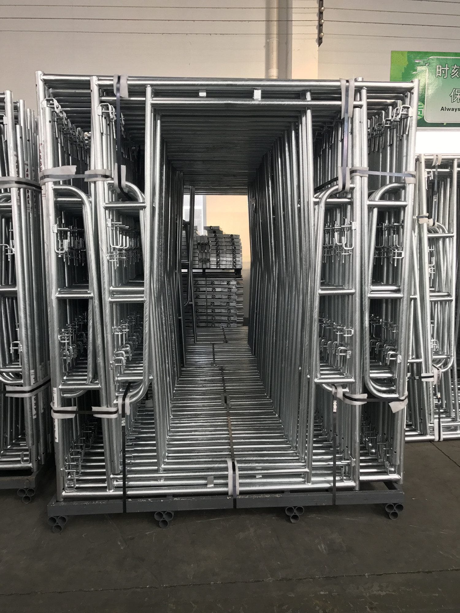 Galvanized walkthrough frame scaffold