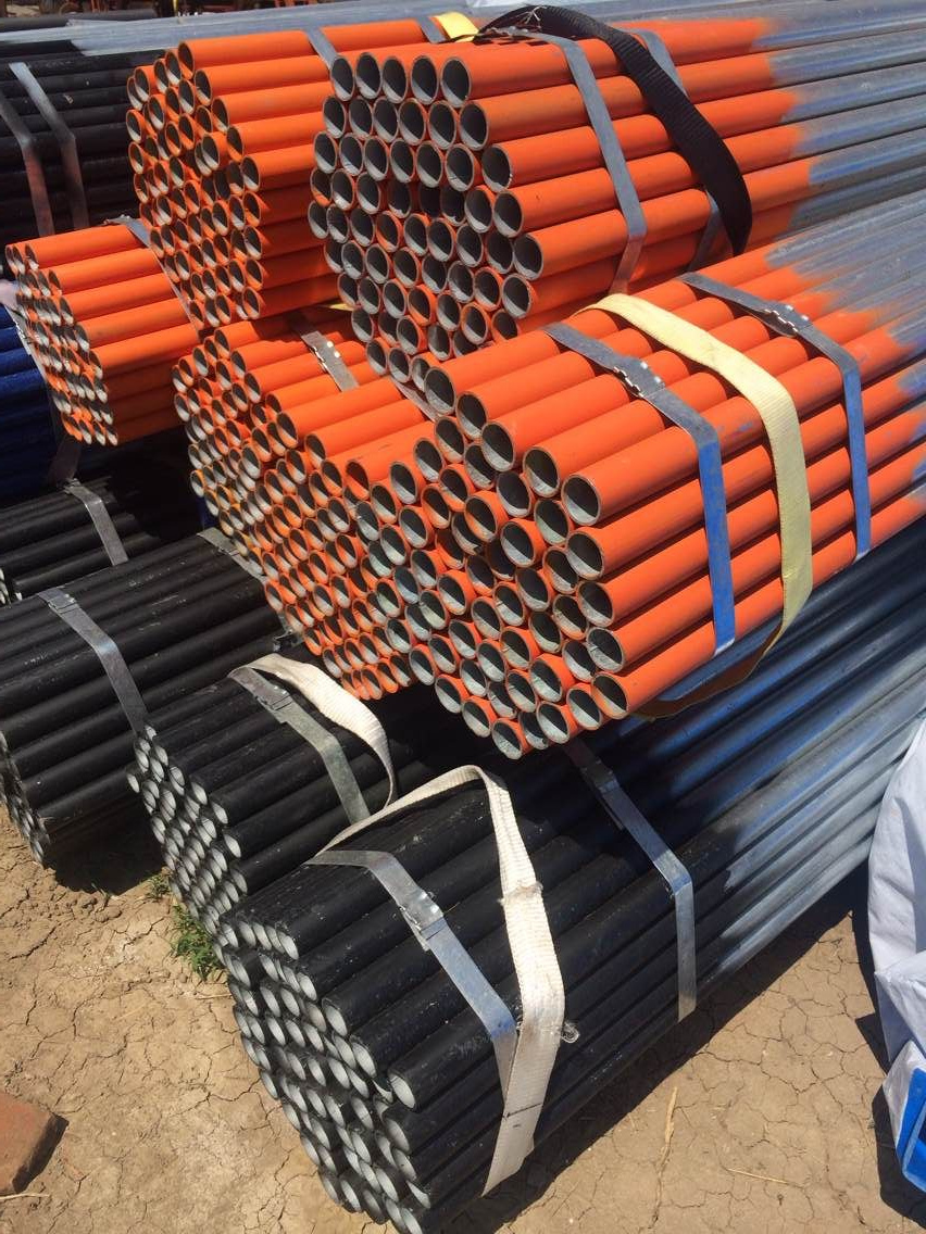 Painted scaffolding tubes